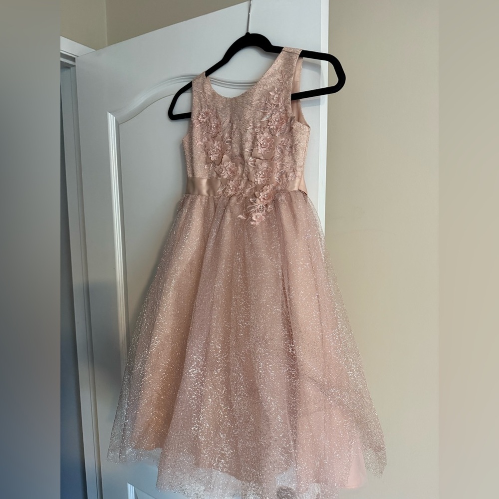 Size 7-8, tag cut off, used for one event, light pink as shown.